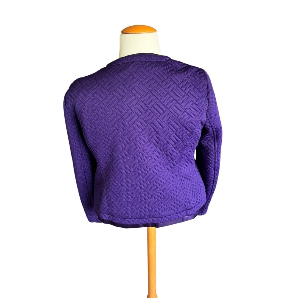 Laura Ashley Purple Quilted Zip Front Jacket Women’s PXL Geometric Lined Pockets - Picture 6 of 11